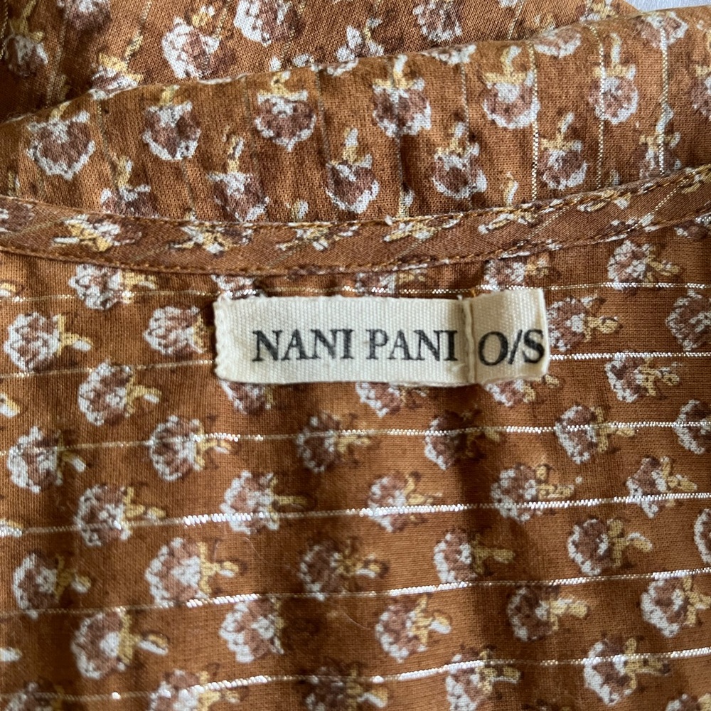 Nani Pani Mustard Block Print Cotton Wrap Dress - Picture 2 of 7